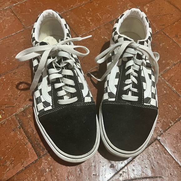 Vans Old Skool black & white checkered lace up sneakers size men’s 8 women’s 9.5 - Picture 1 of 8